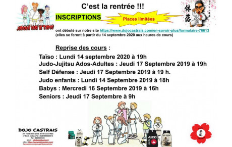 C'est la rentrée!!! INSCRIPTIONS. Places limitées.