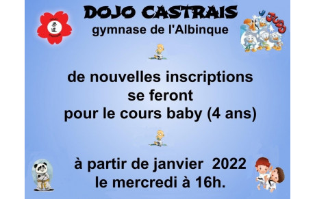 Nouvelle inscription cours baby janvier 2022